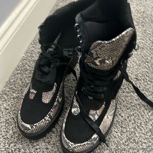 New Lady Godiva Women's Printed Combat Boots Mid Calf Duck Boots Veg-